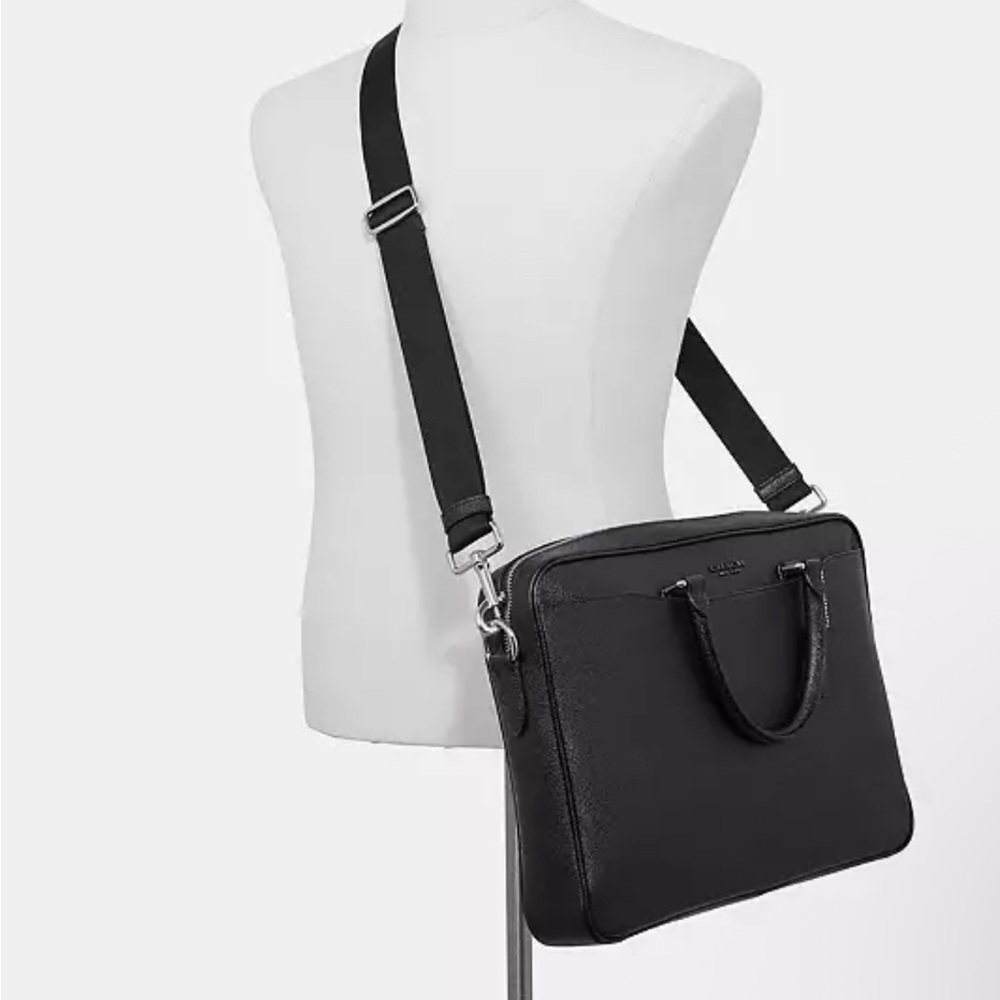 Coach Beckett Slim Brief Black Leather Men's Bag